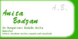 anita bodzan business card
